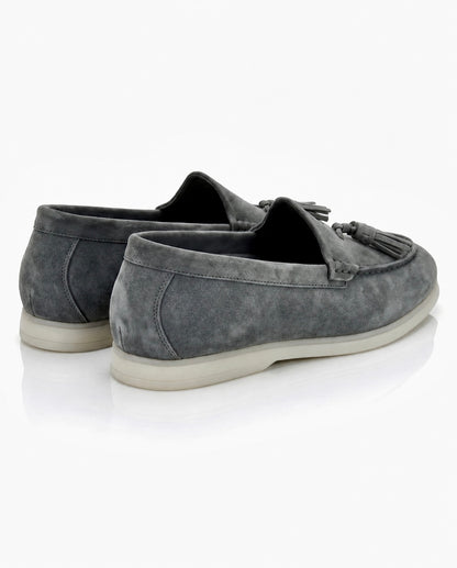 The Milano Tassel Loafer | Slate Grey Suede Leather
