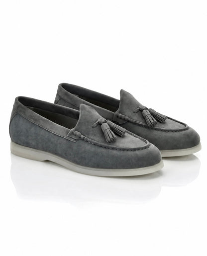 The Milano Tassel Loafer | Slate Grey Suede Leather
