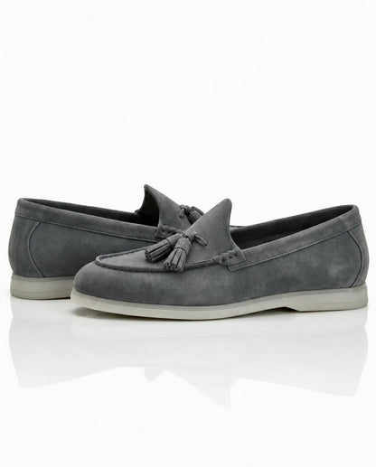 The Milano Tassel Loafer | Slate Grey Suede Leather