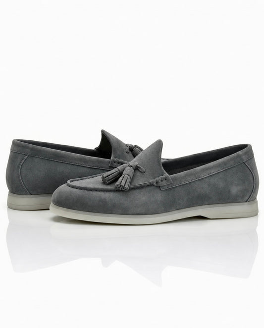 The Milano Tassel Loafer | Slate Grey Suede Leather