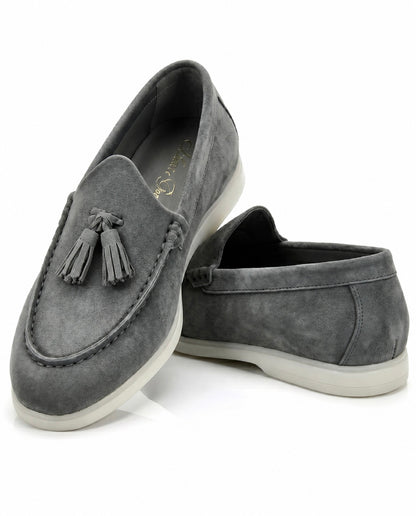 The Milano Tassel Loafer | Slate Grey Suede Leather