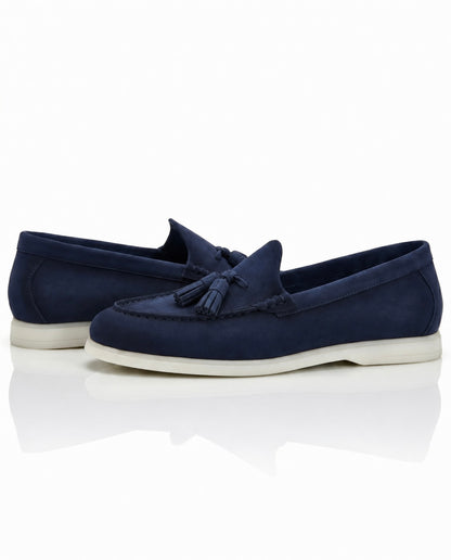 The Milano Tassel Loafer | Marine Blue Suede Leather