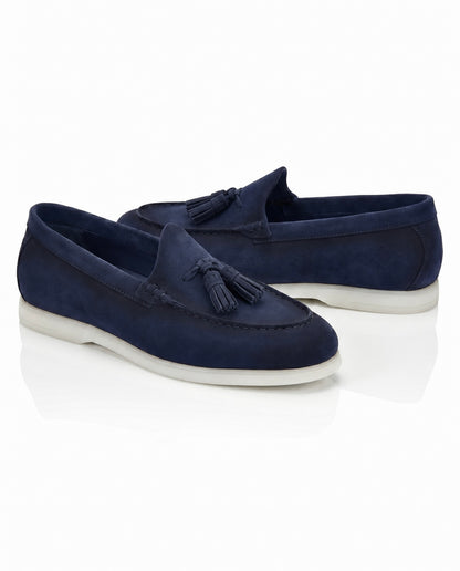 The Milano Tassel Loafer | Marine Blue Suede Leather