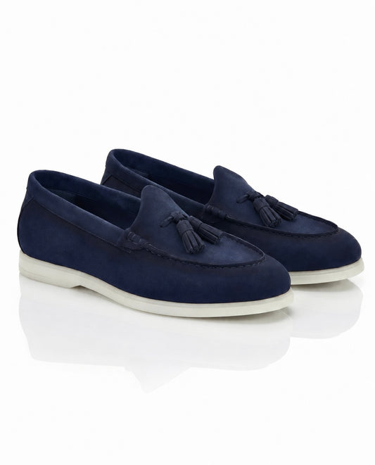 The Milano Tassel Loafer | Marine Blue Suede Leather