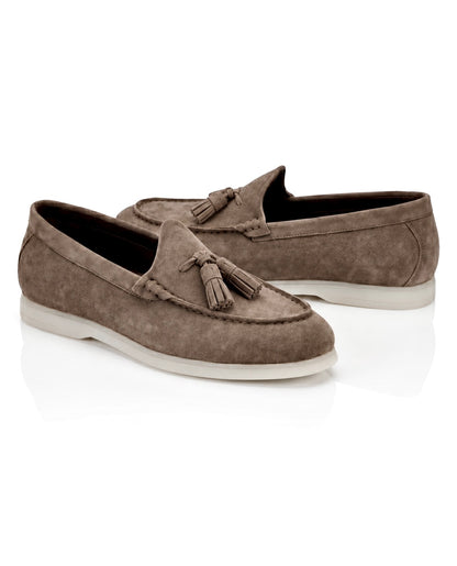 The Milano Tassel Loafer | Taupe Suede Leather