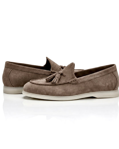 The Milano Tassel Loafer | Taupe Suede Leather