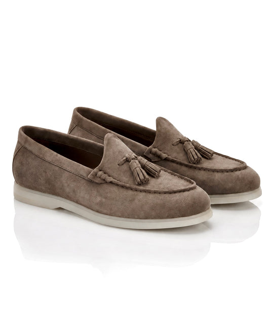 The Milano Tassel Loafer | Taupe Suede Leather