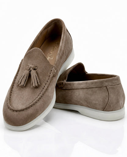The Milano Tassel Loafer | Taupe Suede Leather