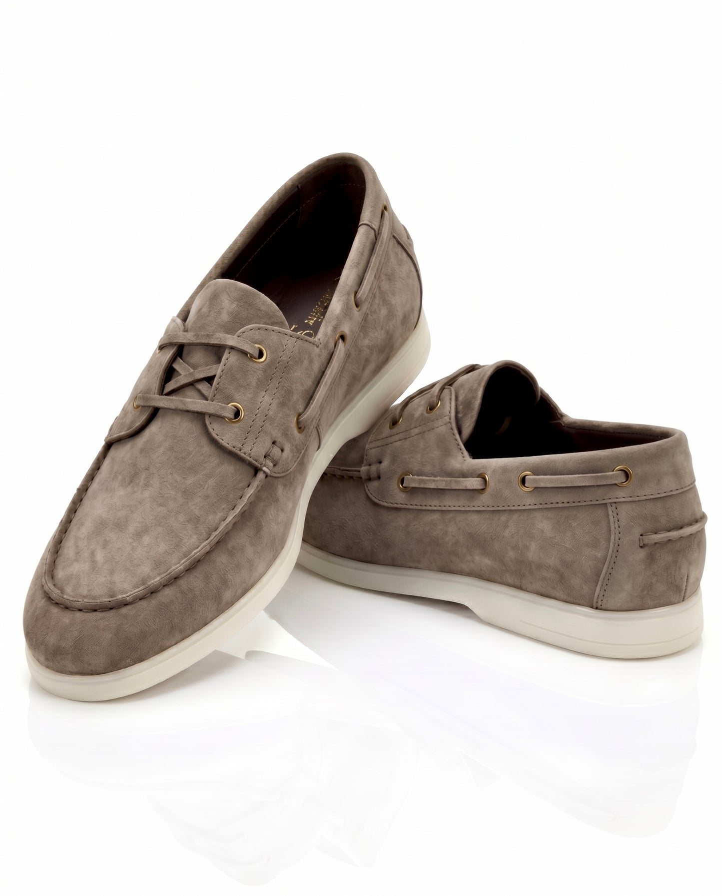 The Roma Boat Shoes | Taupe Suede Leather