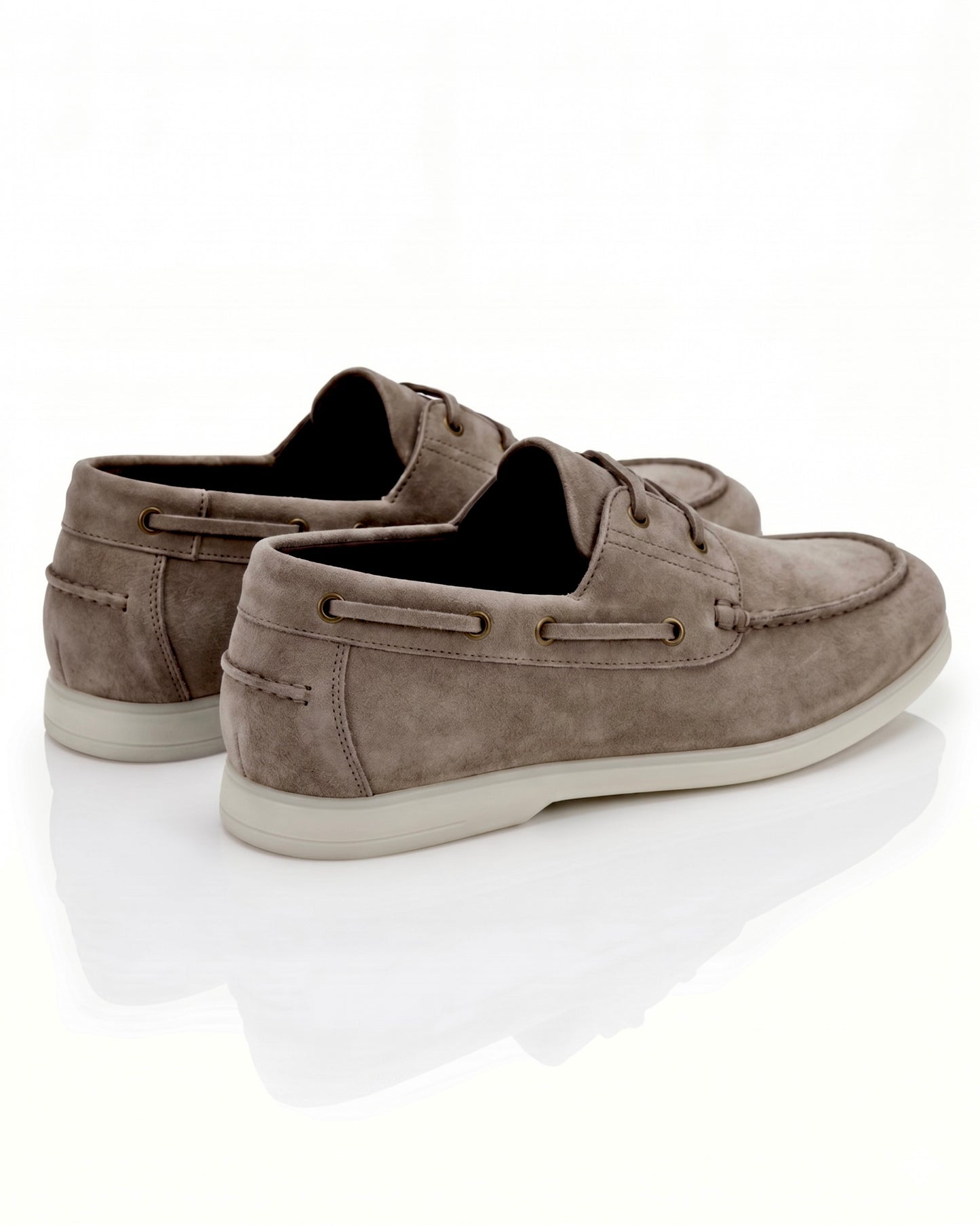 The Roma Boat Shoes | Taupe Suede Leather