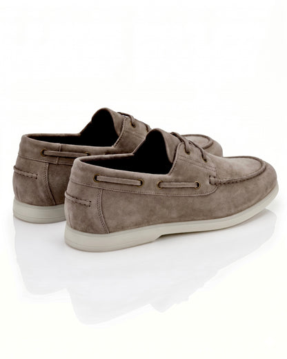 The Roma Boat Shoes | Taupe Suede Leather