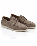 The Roma Boat Shoes | Taupe Suede Leather