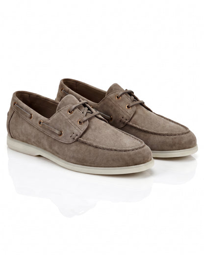 The Roma Boat Shoes | Taupe Suede Leather