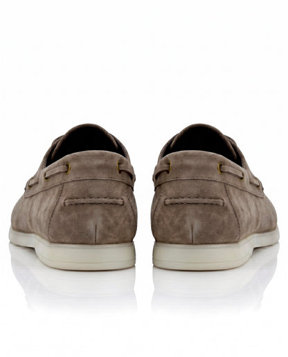 The Roma Boat Shoes | Taupe Suede Leather